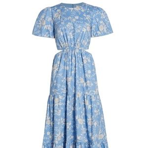 Wayf Plaza Floral Cut-Out Tiered Maxi Dress